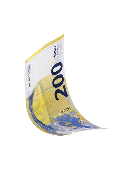 Létající Euro Lístek Přes Bílé Pozadí — Stock fotografie