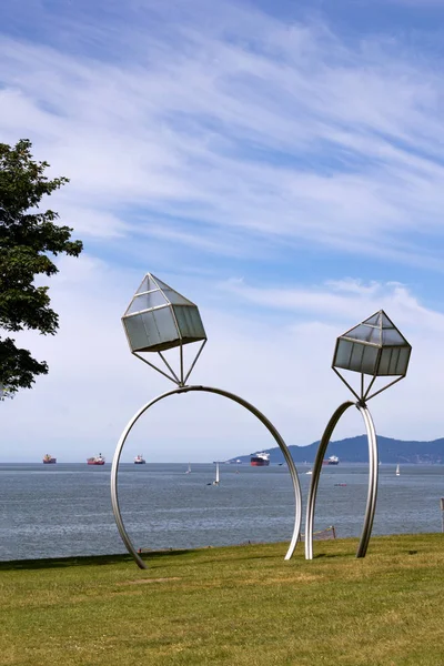 Vancouver Canadá Junho 2019 Vancouver Sunset Beach Com Lâmpadas Rua — Fotografia de Stock