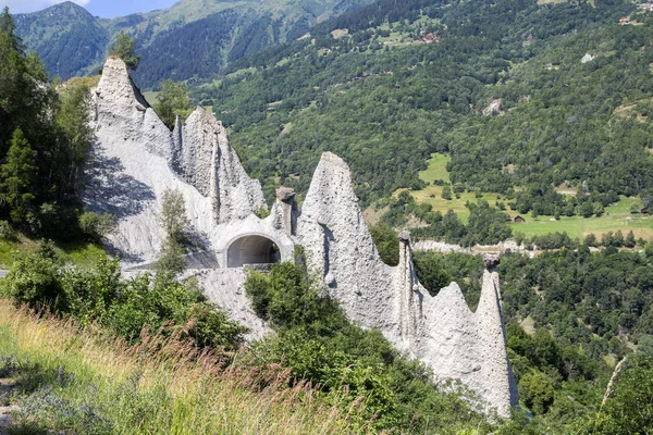 Pyramiden Euseigne Oder Märchenhafte Felsformationen Den Schweizer Alpen Auf Erodierten — Stockfoto