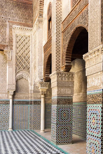 Innenraum Der Madrasa Bou Inania Uraltes Institut Für Höhere Bildung — Stockfoto