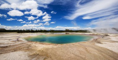 Ünlü Grand Prismatic havuzu, Yellowstone Milli Parkı, Abd tarafında Turkuaz Havuzu - büyük stiched dosya