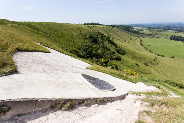 Oko Białego Konia Wzgórzu Wiltshire Anglia Która Została Wyrzeźbiona Kreda — Zdjęcie stockowe