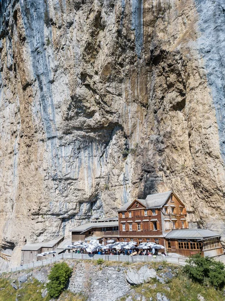 Ebenalp Zwitserland Augustus 2019 Luchtfoto Van Het Gasthuis Aescher Wildkirchli — Stockfoto