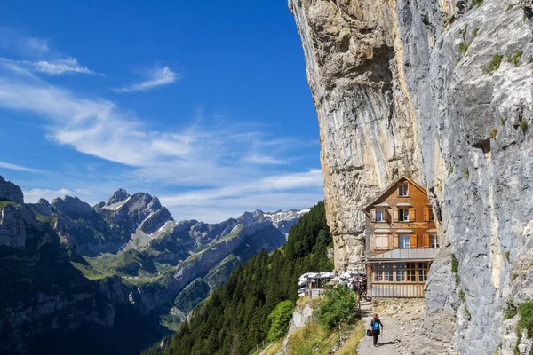 Ebenalp Zwitserland Augustus 2019 Guest House Aescher Wildkirchli Tegen Ascher — Stockfoto