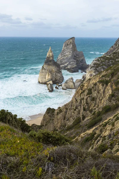 Formation Rocheuse Sur Côte Atlantique Portugaise Praia Marinha — Photo