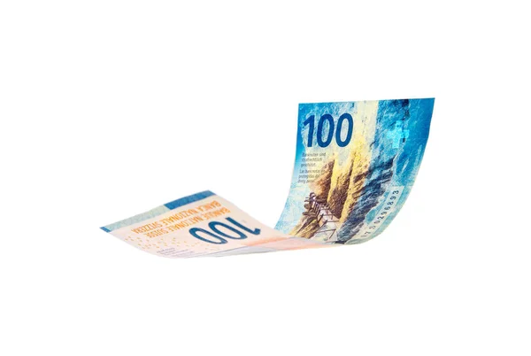 Flying Swiss Money New Issue Ten Francs Note Isolated Clipping — Stock Photo, Image