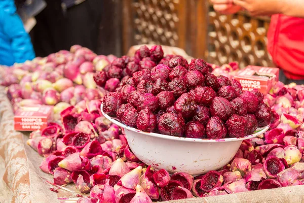 Fichi India Cactus Fichi Berberi Sbucciati Vendita Fresca Mercato Strada — Foto Stock