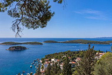 Castle view point to the Croatian island Hvar with its archipelagos