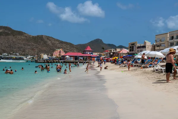 Phillipsburg Maarten July Scenic View Beach Landscape Boardwalk Buildings July — Stock Photo, Image