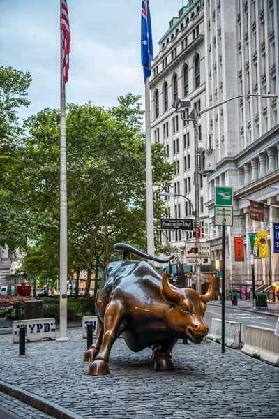 New York Septembre Célèbre Taureau Wall Tôt Matin Septembre 2018 — Photo