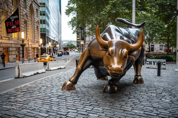 New York September Beroemde Stier Van Wall Vroeg Ochtend September Stockafbeelding