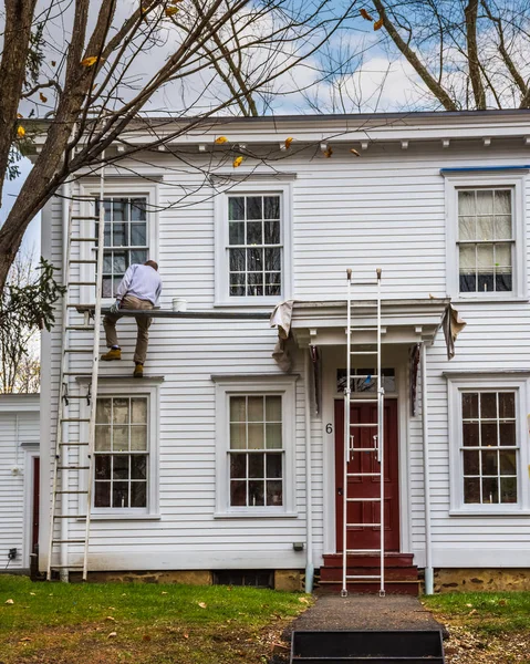 Smithville New Jersey November Fungerar Målare Ett Historiska Row Hem — Stockfoto