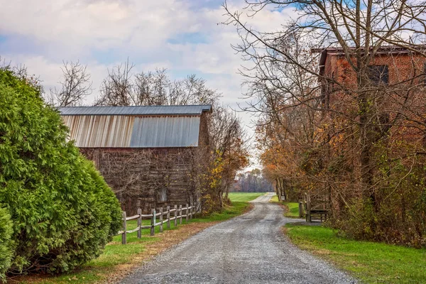 Landsbygdens Grusväg Passerar Genom Historiska Smithville Centrala New Jersey — Stockfoto