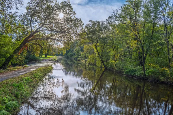 Vacker Tidig Höst Utsikt Över Kanalen Delaware Bucks County Pennsylvania — Stockfoto