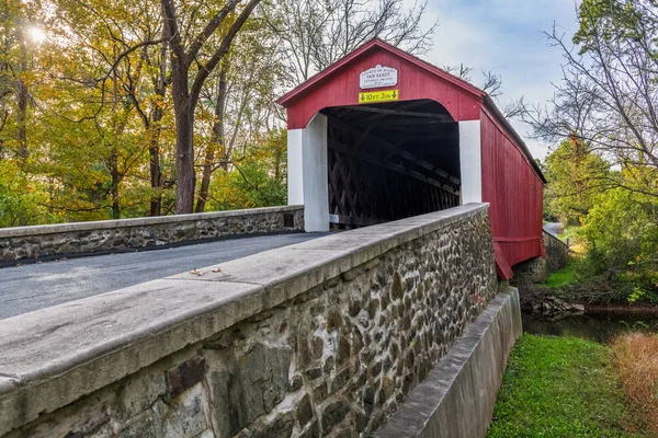 Historic Van Sandt Covered Bridge New Hop Bucks County Pennsylvania — Stock Photo, Image