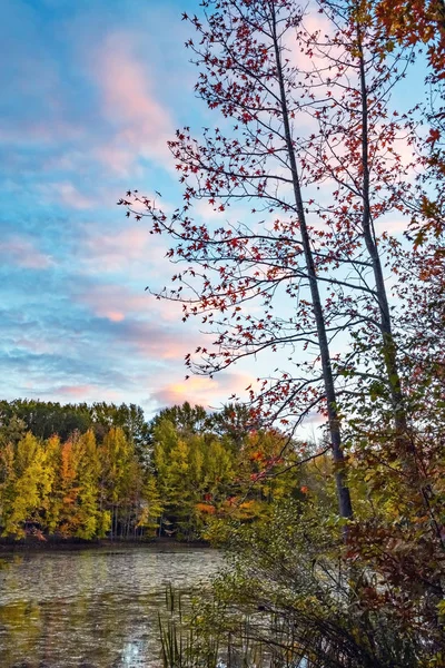 Eine Herbstliche Szene Kurz Vor Untergang Auf Dem Feriensee Manalapan — Stockfoto