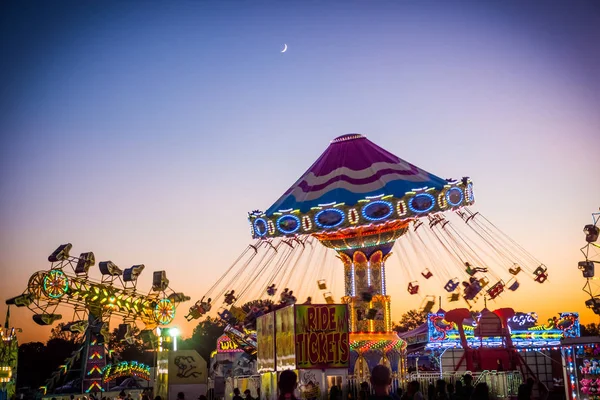 Amusement Park Rides Just Dark Atthe Italian Festival Mercer County — Stock Photo, Image