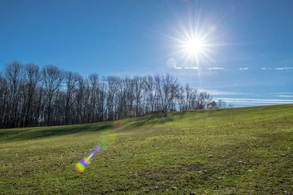 Sole Splendente Cielo Blu Thompson Park Nel Middlesex County New — Foto Stock