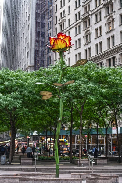 New York September View Rose Iii Zucotti Park German Sculpture — Stock Photo, Image