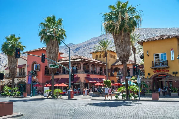Palm Springs California Junio Colorida Zona Comercial Restaurantes Plaza Junio — Foto de Stock