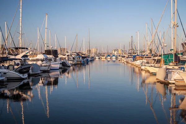 Boats Long Beach Harbor Marina Beautiful Summer Day California — Stock Photo, Image