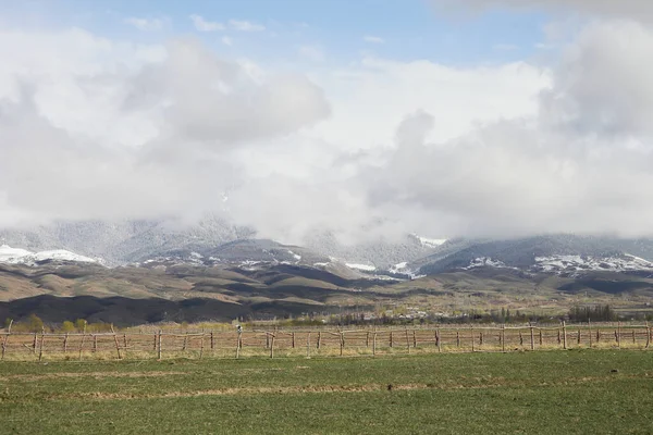 Nádherná Horská Krajina Divoká Zvěř Kyrgyzstán Mraky Obloze Kyrgyzstán Kvalitní — Stock fotografie