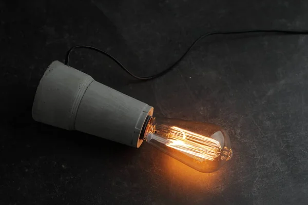 Lampă Retro Lampă Edison Beton Conceptul Este Idee Bună Fotografie — Fotografie, imagine de stoc