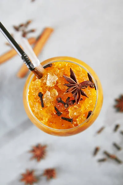 Sea Buckthorn Cold Lemonades Cinnamon Anise — Stock Photo, Image