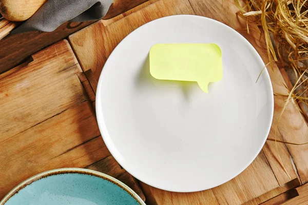 Mesa Madera Con Platos Vacíos Como Plantilla Fotografía Alimentos Set — Foto de Stock