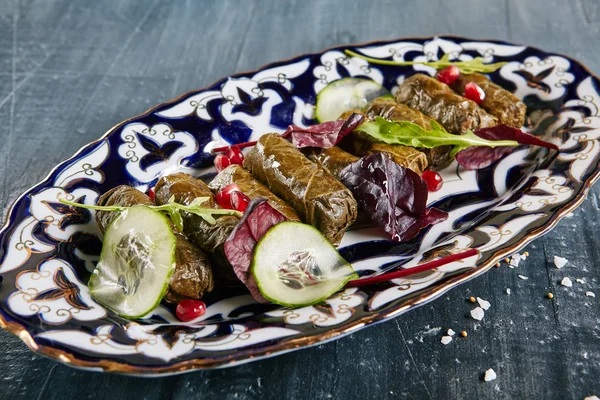 Dolma Sarma 양고기와 Dolmades 선택적 닫습니다 Dolmades Dolmadakia 양고기 고기와 — 스톡 사진