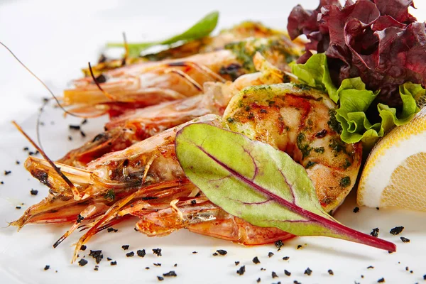 Hot Appetizer of Grilled Tiger Prawns — Stock Photo, Image