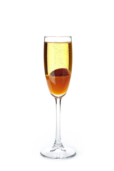Bellini koktejl se žalobou víno a broskvový Puree — Stock fotografie