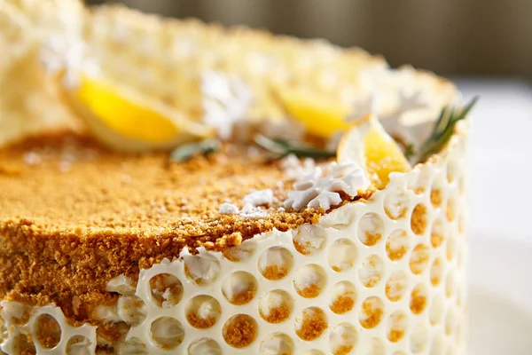 꿀 케이크의 매크로 사진 — 스톡 사진