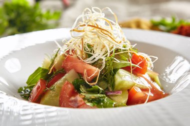 Çizgili Sebze vejetaryen salata Beyaz Restoran Tabağı
