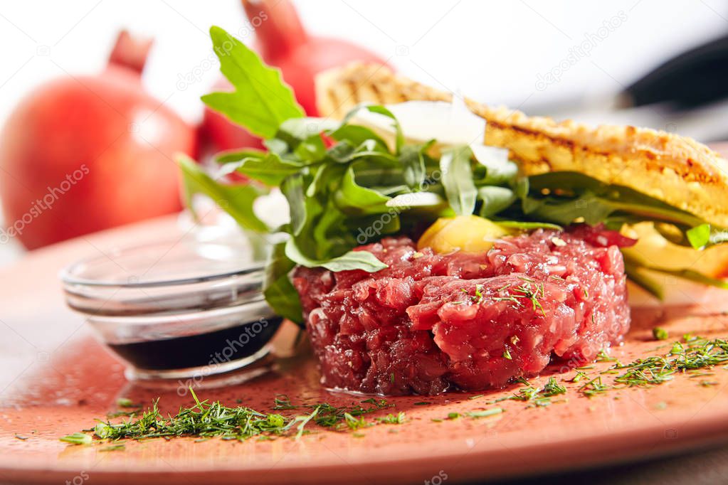 Steak tartare made from raw ground beef
