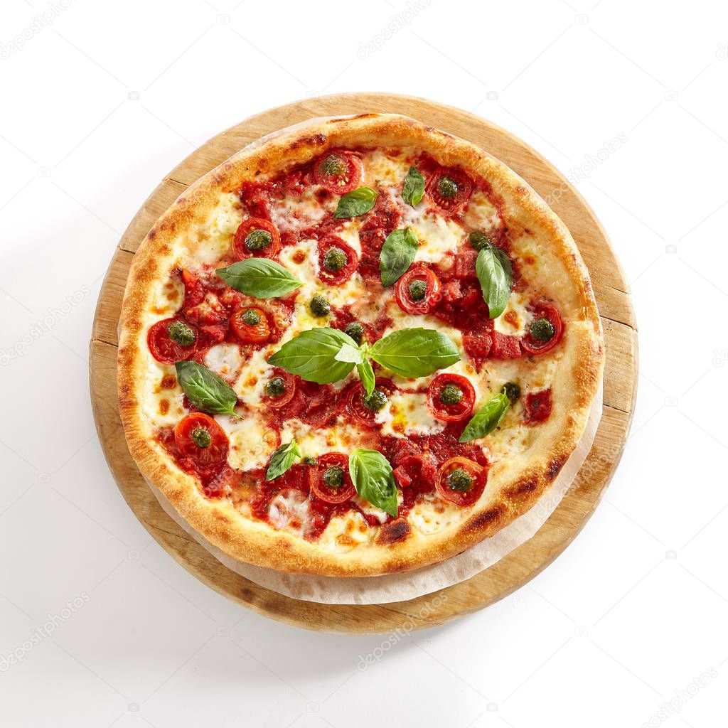 Pizza with Cherry Tomato, Mozzarella Cheese and Tomato Sauce Iso