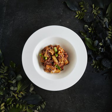 Ev Yapımı Rigatoni wi Nefis Hizmet Beyaz Restoran Tabağı