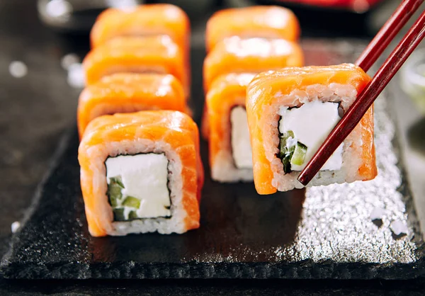 Beautiful Philadelphia Sushi Rolls — Stock Photo, Image