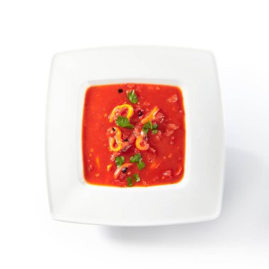 Geleneksel Borscht veya Borsch Beyaz Arka Plan Üzerinde İzole