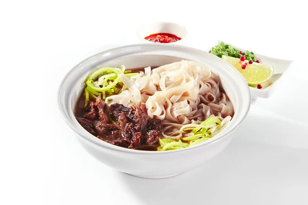 Traditional Vietnamese Soup Pho Bo with Beef Meat Isolated — Stock Photo, Image