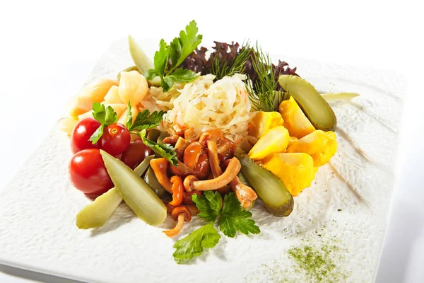 Restaurant-Vorspeisenkarte mit fermentierten marinierten Speisen — Stockfoto