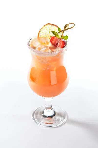 Fresh Iced Citrus Cocktail with Strawberry and Dry Lemon Isolate — Stock Photo, Image