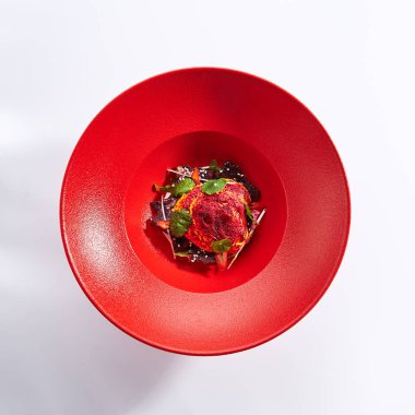 Tartar sos ve tutku meyve mus üst görünümü