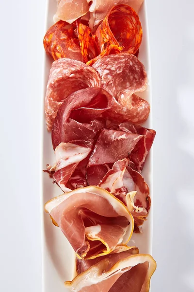 Piatto assortimento carne vista dall'alto — Foto Stock