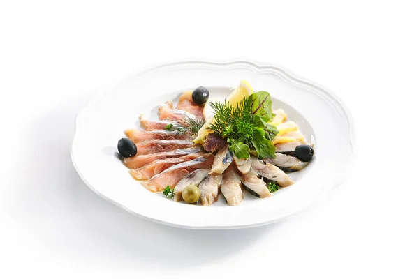 Raw Assorted Fish Delicacies or Sashimi Isolated — Stock Photo, Image