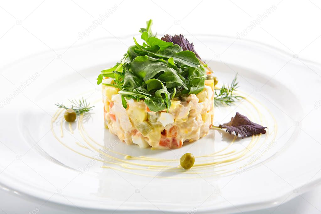 Classic Olivier Salad, Traditional Russian Christmas or Stolichn