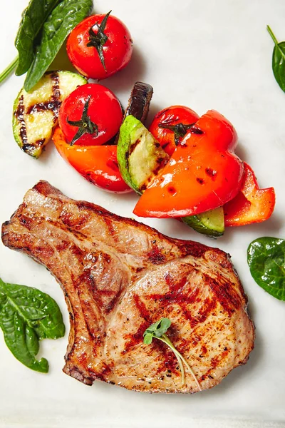 Grill Pork Chops with Vegetables