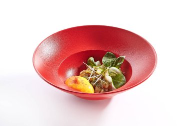 Eel Tartar sos ve tutku meyve mus closeup