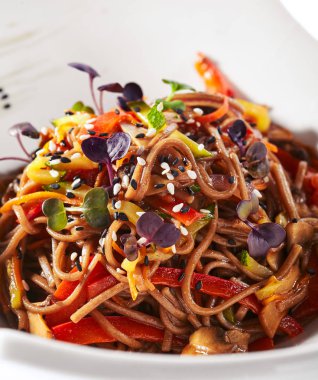 Japon Soba, Yakisoba veya Nagano Soba Makro Shot