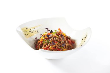 Japon Soba, Yakisoba veya Nagano Soba Makro Shot